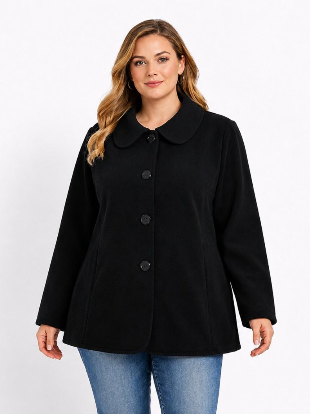 Susan Graver Black Fleece Coat 1X Jacket